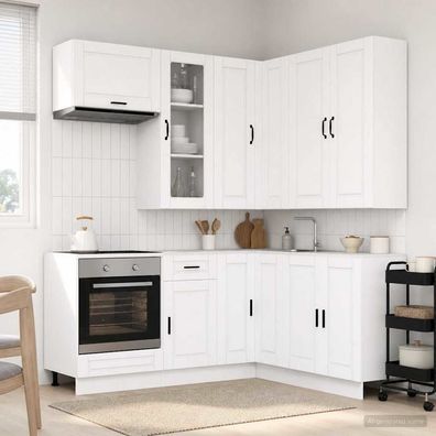 vidaXL Kücheneinheit PORTO 8 pcs Weiß Holzwerkstoff