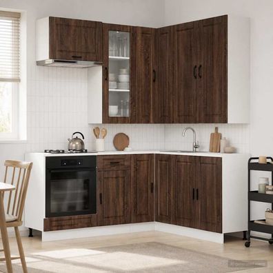 vidaXL Kücheneinheit PORTO 8 pcs Brauneiche Holzwerkstoff