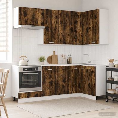 vidaXL Kücheneinheit LYON 8 pcs Geräucherte Eiche Holzwerkstoff