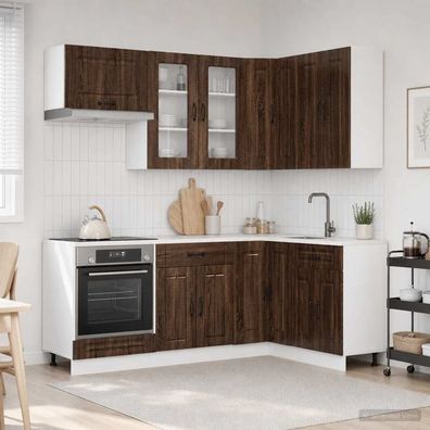 vidaXL Kücheneinheit KALMAR 8 pcs Brauneiche Holzwerkstoff