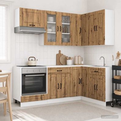 vidaXL Kücheneinheit KALMAR 8 pcs Artisan-Eiche Holzwerkstoff