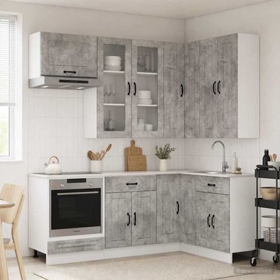 vidaXL Kücheneinheit KALMAR 8 pcs Betongrau Holzwerkstoff