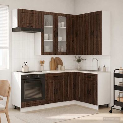vidaXL Kücheneinheit KALMAR 8 pcs Brauneiche Holzwerkstoff