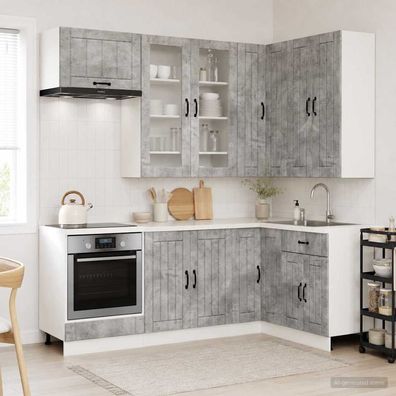 vidaXL Kücheneinheit LUCCA 8 pcs Betongrau Holzwerkstoff