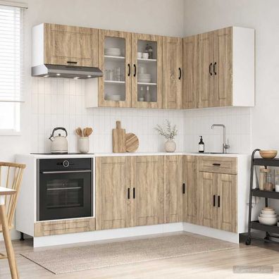 vidaXL Kücheneinheit PORTO 8 pcs Sonoma-Eiche Holzwerkstoff
