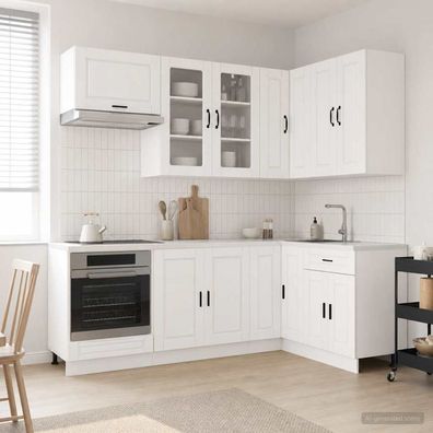 vidaXL Kücheneinheit PORTO 8 pcs Hochglanz Weiß Holzwerkstoff