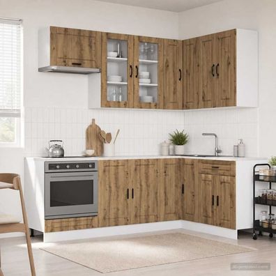 vidaXL Kücheneinheit PORTO 8 pcs Artisan-Eiche Holzwerkstoff