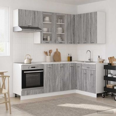 vidaXL Kücheneinheit LYON 8 pcs Grau Sonoma Holzwerkstoff