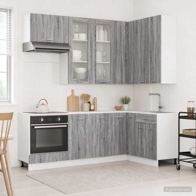 vidaXL Kücheneinheit LYON 8 pcs Grau Sonoma Holzwerkstoff