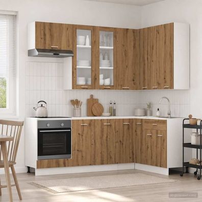 vidaXL Kücheneinheit LYON 8 pcs Artisan-Eiche Holzwerkstoff