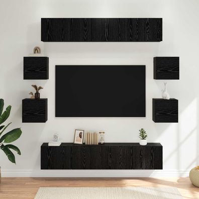 vidaXL TV-Schrankset 8 pcs 80 x 30 x 30 cm Schwarze Eiche