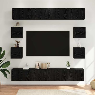 vidaXL TV-Schrankset 8 pcs 100 x 30 x 30 cm Schwarze Eiche