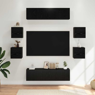 vidaXL TV-Schrankset 8 pcs 120 x 30 x 30 cm Schwarze Eiche