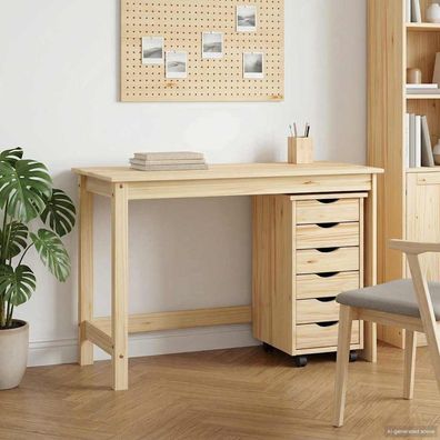 vidaXL Desk und Rolling Cabinet Set MOSS 2 pcs Braun