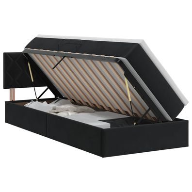 vidaXL Aufbewahrungsbett mit Kopfteil Schwarz 90 x 190 cm Samt
