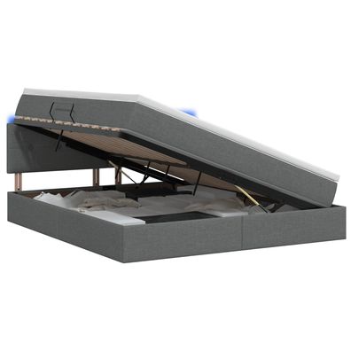 vidaXL LED-Speicherbett mit Matratze Dunkelgrau 140 x 190 cm Stoff