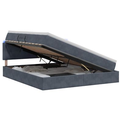 vidaXL LED-Speicherbett mit Matratze Dunkelgrau 160 x 200 cm Samt