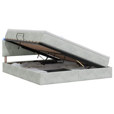 vidaXL LED-Speicherbett mit Matratze Hellgrau 180 x 200 cm Samt