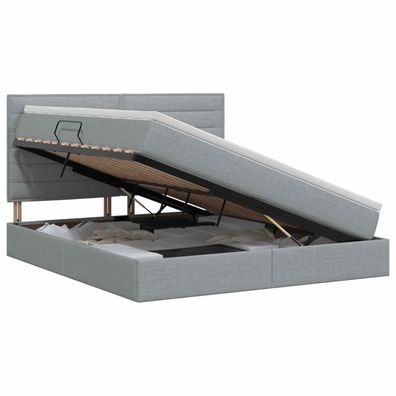 vidaXL Aufbewahrungsbett mit Matratze Hellgrau 140 x 190 cm Stoff