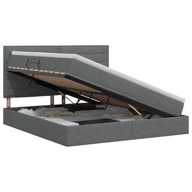 vidaXL Aufbewahrungsbett mit Matratze Dunkelgrau 140 x 200 cm Stoff