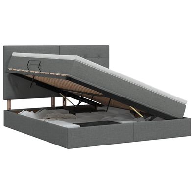 vidaXL Aufbewahrungsbett mit Matratze Dunkelgrau 140 x 200 cm Stoff