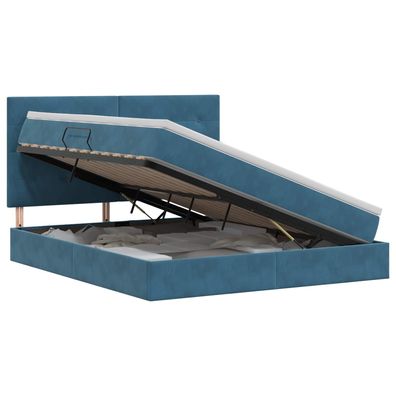 vidaXL Aufbewahrungsbett mit Matratze Dunkelblau 180 x 200 cm Samt