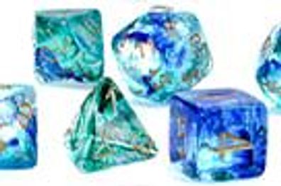 Nebula Polyhedral Oceanic/gold Luminary 7 Die Set