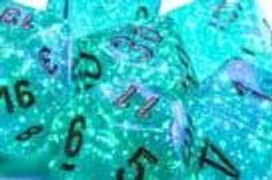 Borealis 16mm d6 Teal/gold Luminary Dice Block (12 dice)