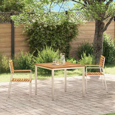 vidaXL Gartenstuhl 2 pcs Massives Akazienholz und Edelstahl