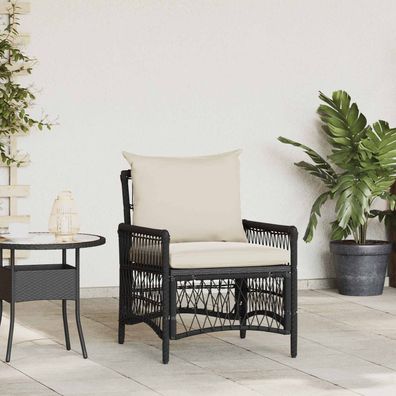 vidaXL Gartenstuhl Schwarz Poly-Rattan