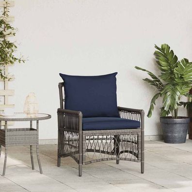 vidaXL Gartenstuhl Grau Poly-Rattan
