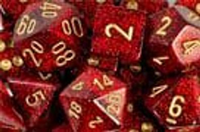 Glitter Polyhedral Ruby/gold d6