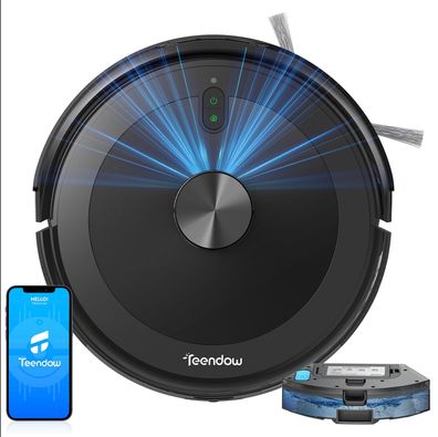 Teendow-D10S intelligenter staubsaugerroboter, 5000 Pa, lasernavigation,2-in-1