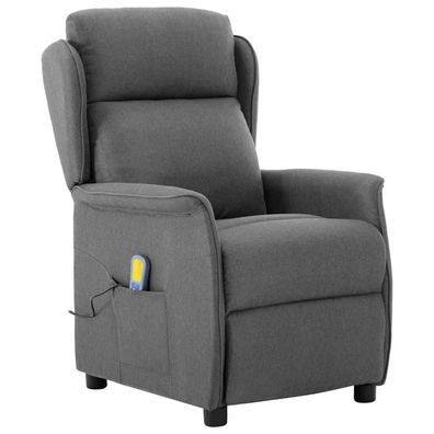 vidaXL Massagesessel mit Kissen Hellgrau 93,5 x 67,5 x 101,5 cm Stoff