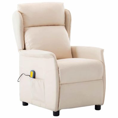 vidaXL Massagesessel mit Kissen Creme 93,5 x 67,5 x 101,5 cm Stoff