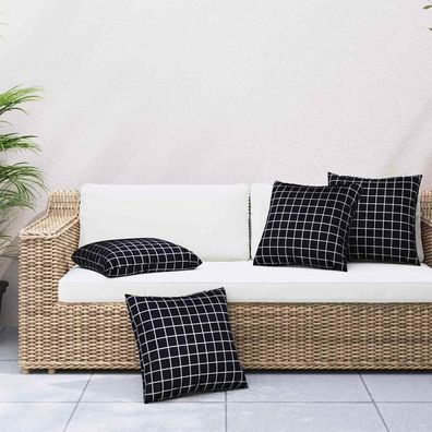 vidaXL Streupillows 4 pcs Schwarz kariert 60 x 60 cm Polyesterstoff