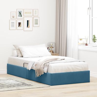 vidaXL Ottoman Bettgestell mit Speicher Dunkelblau 90 x 190 cm Samt