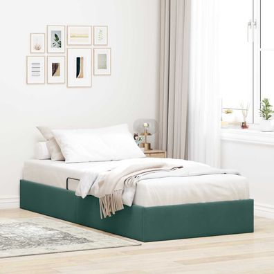 vidaXL Ottoman Bettgestell mit Speicher Dunkelgrün 100 x 200 cm Samt