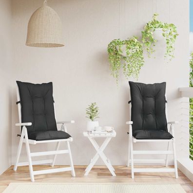 vidaXL Set Hochlehner-Stuhlkissen 2 pcs Melange Schwarz