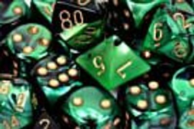 Gemini™ 12mm d6 Black-Green/gold Dice Block (36 dice)