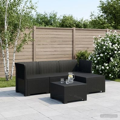 vidaXL 4-Sitzer Garten Sofa Rattan Look PP Anthrazit