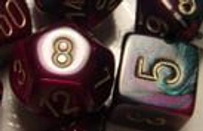 Gemini™ 16mm d6 Green-Purple w/white Dice Block (12 dice)