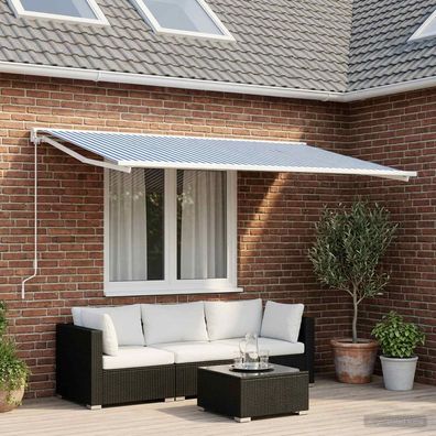 vidaXL Markisenersatzstoff Blau und Weiß 600 x 300 cm Polyester