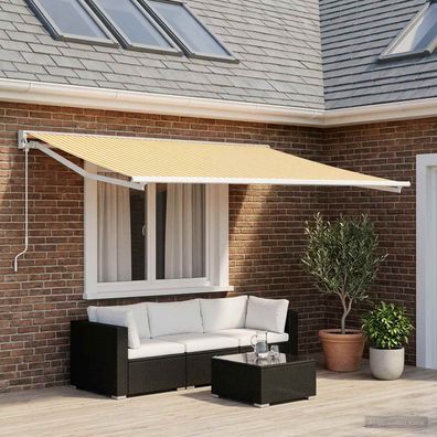 vidaXL Markisenersatzstoff Gelb und Weiß 300 x 250 cm Polyester