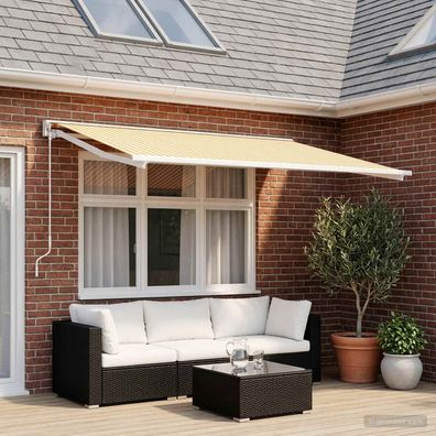vidaXL Markisenersatzstoff Gelb und Weiß 400 x 300 cm Polyester