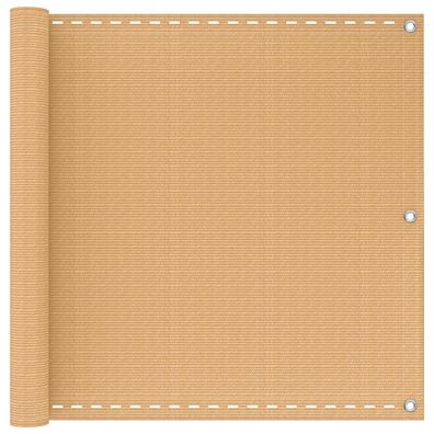 vidaXL Balkonsichtschutz Sand 90 x 600 cm HDPE und Aluminium