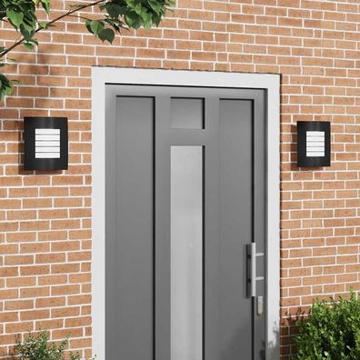 vidaXL Außenwandleuchte 2 pcs Schwarz 23,5 x 9 x 26 cm