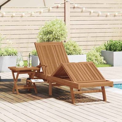 vidaXL Sonnenliege 2 pcs Massives Teakholz Braun