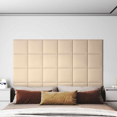 vidaXL Wandkopfteilen 12 pcs 30 x 30 cm Creme Stoff
