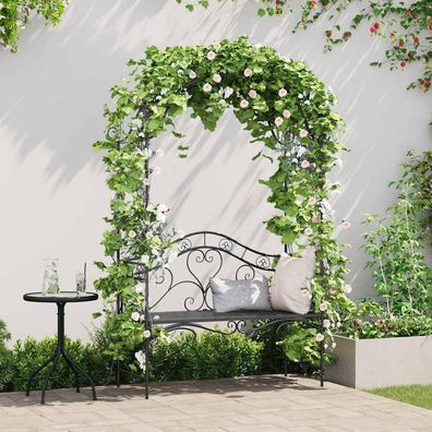 vidaXL Gartenbank Schwarz 121 x 48 x 200 cm Stahl